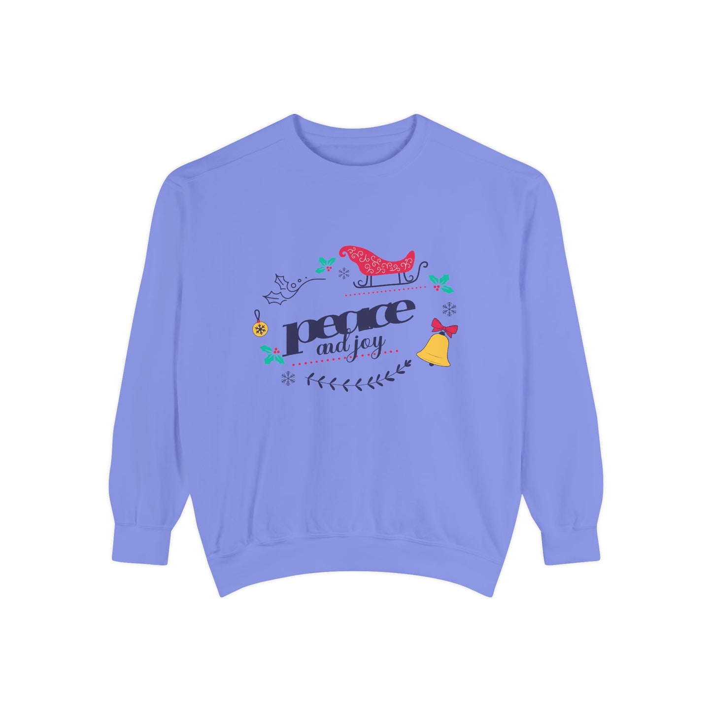 Peace and Joy Sweatshirt – Holiday Dove & Bell Graphic