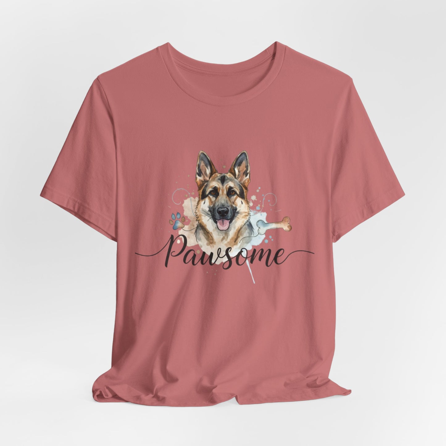 Pawsome German Shepherd T‑Shirt — Cute Dog Portrait Tee