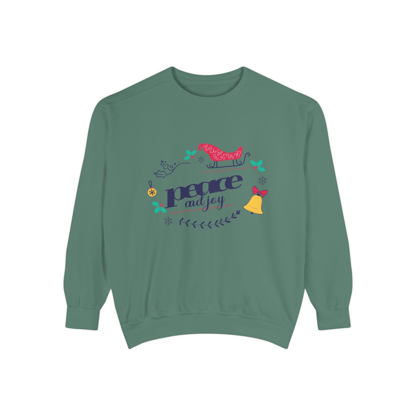 Peace and Joy Sweatshirt – Holiday Dove & Bell Graphic