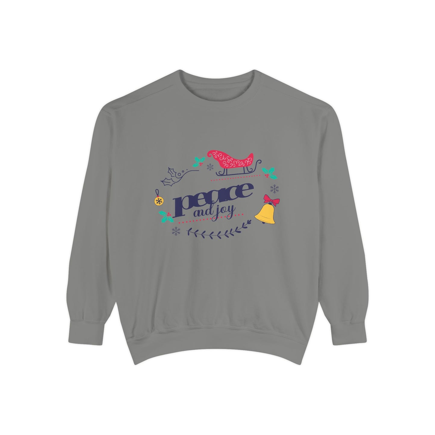 Peace and Joy Sweatshirt – Holiday Dove & Bell Graphic