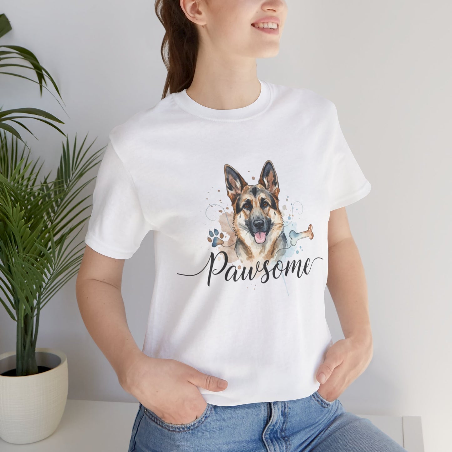 Pawsome German Shepherd T‑Shirt — Cute Dog Portrait Tee