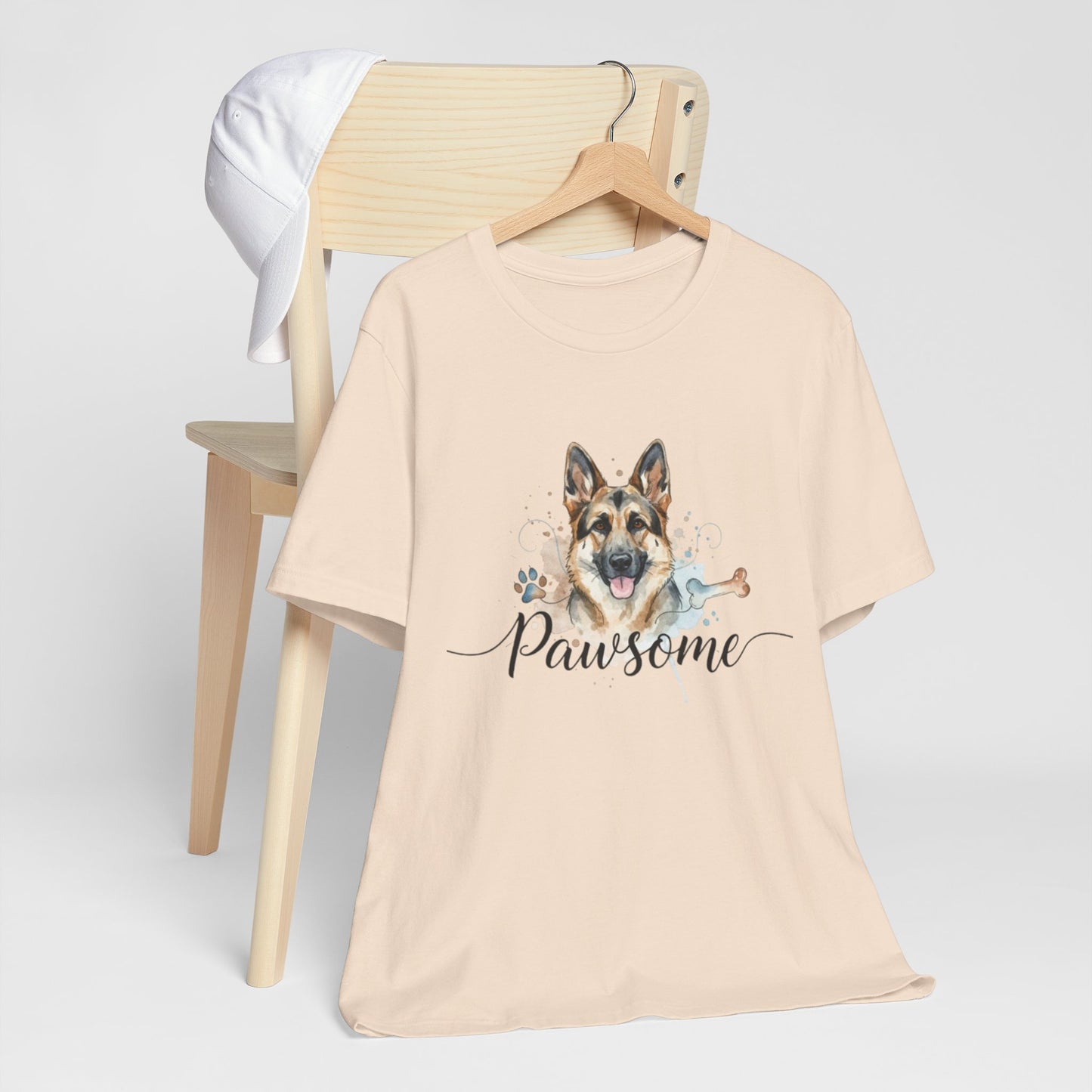 Pawsome German Shepherd T‑Shirt — Cute Dog Portrait Tee