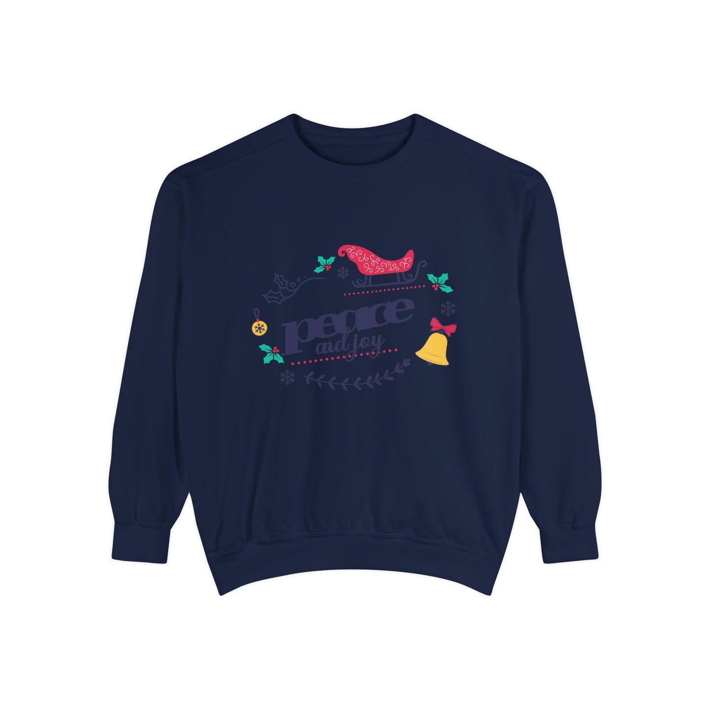 Peace and Joy Sweatshirt – Holiday Dove & Bell Graphic