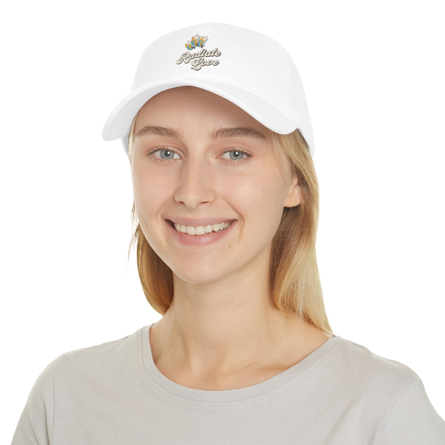 Radiate Love Baseball Cap — Embroidered Floral Heart Low Profile Cap