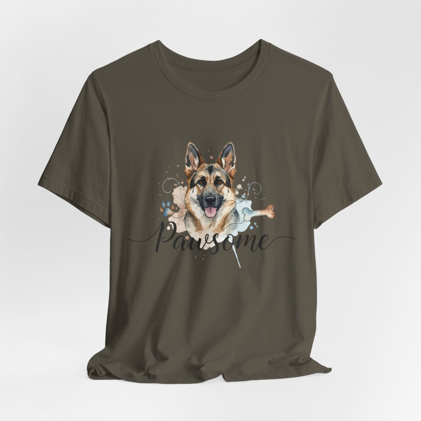 Pawsome German Shepherd T‑Shirt — Cute Dog Portrait Tee