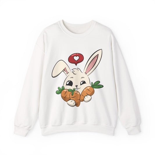 Cute Bunny with Carrots Sweatshirt — Adorable Rabbit Graphic Crewneck