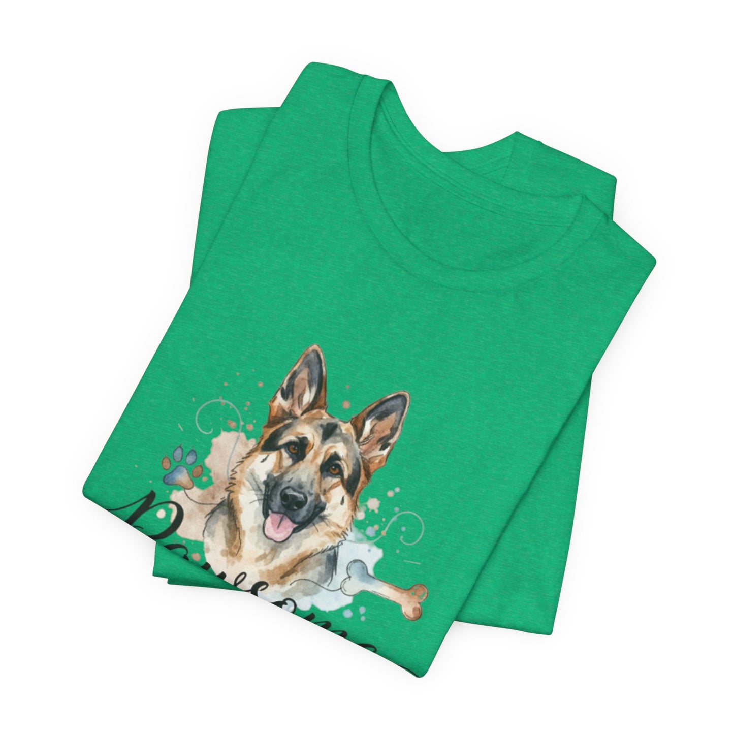 Pawsome German Shepherd T‑Shirt — Cute Dog Portrait Tee
