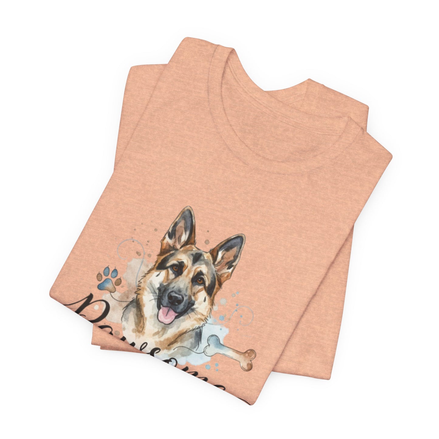 Pawsome German Shepherd T‑Shirt — Cute Dog Portrait Tee