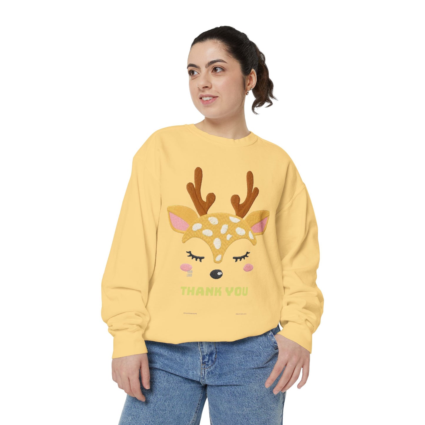 Cute Fawn Sweatshirt — 'Thank You' Kids Deer Graphic Pullover