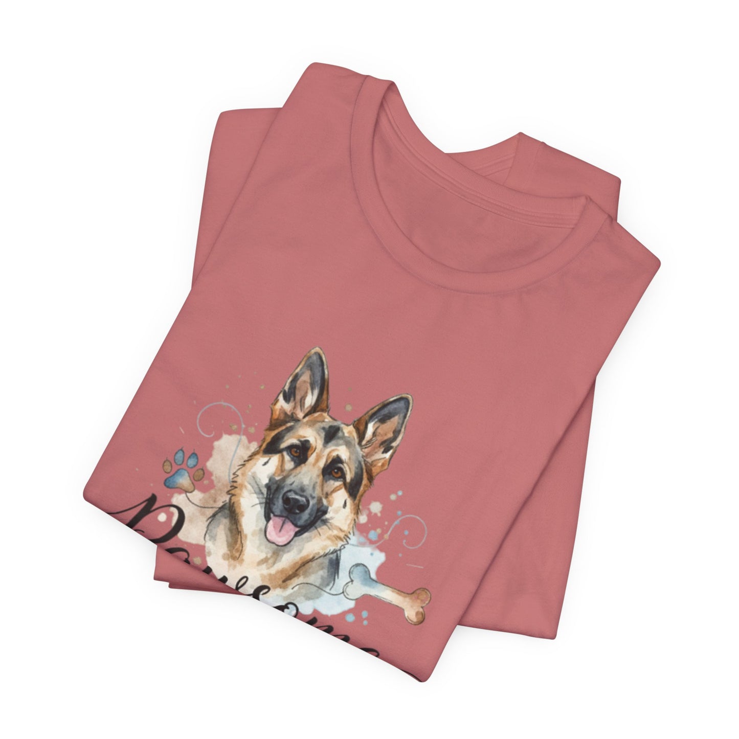 Pawsome German Shepherd T‑Shirt — Cute Dog Portrait Tee