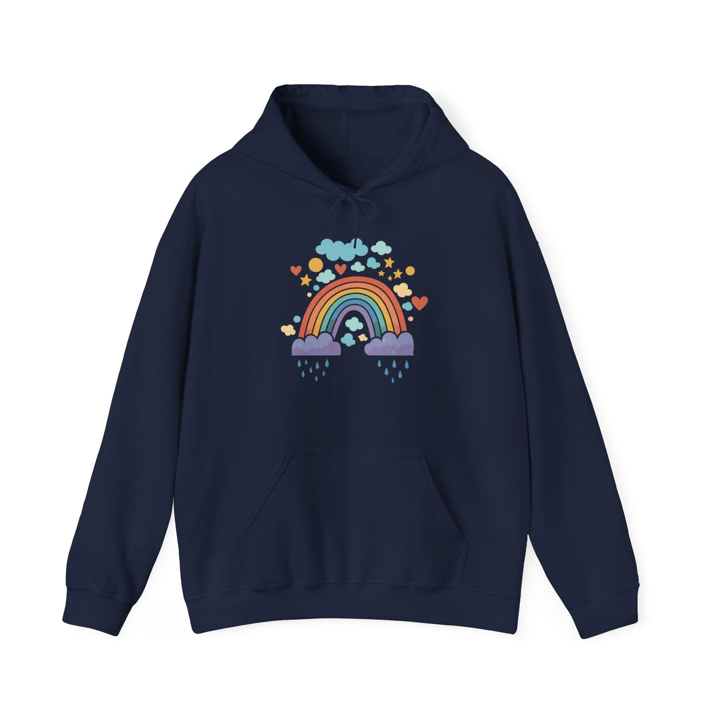 Rainbow Hearts Hoodie — Cute Pastel Rainbow Graphic Pullover