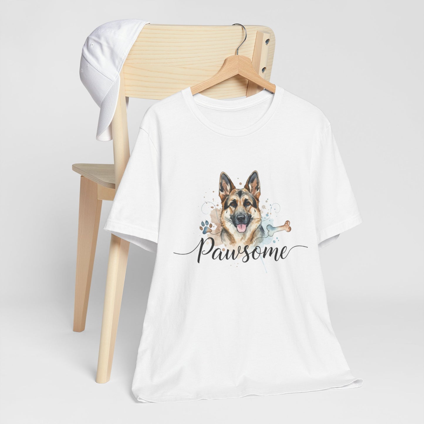 Pawsome German Shepherd T‑Shirt — Cute Dog Portrait Tee