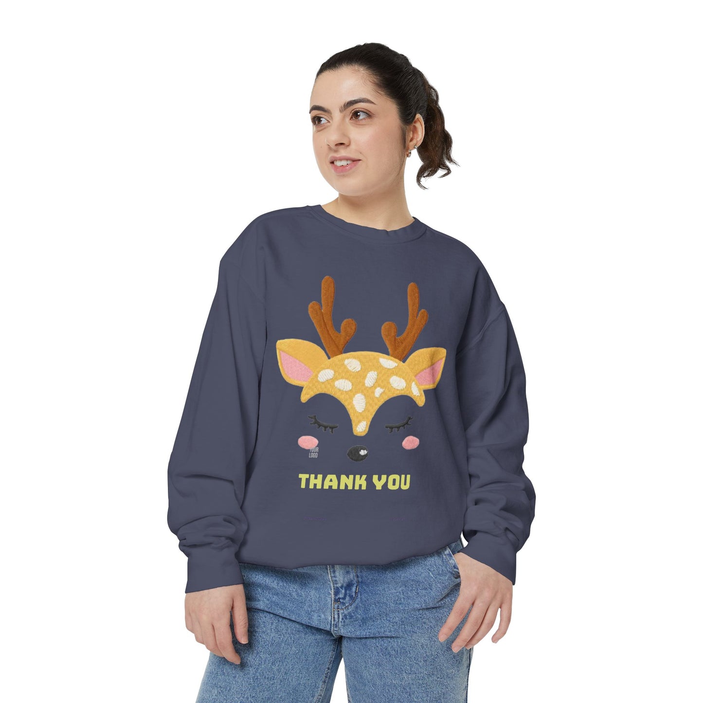 Cute Fawn Sweatshirt — 'Thank You' Kids Deer Graphic Pullover