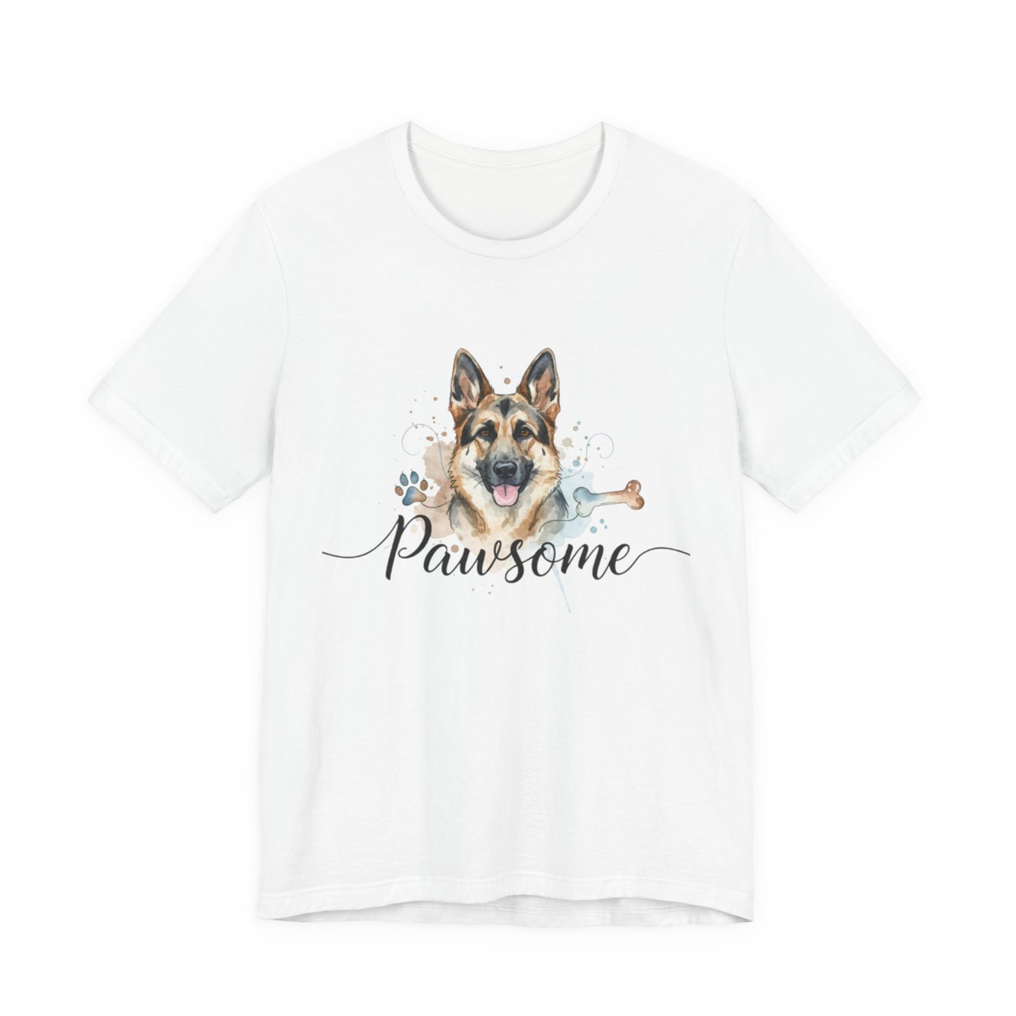 Pawsome German Shepherd T‑Shirt — Cute Dog Portrait Tee