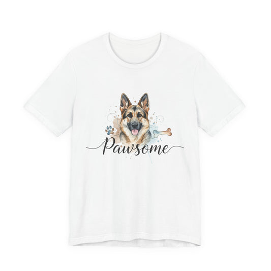 Pawsome German Shepherd T‑Shirt — Cute Dog Portrait Tee