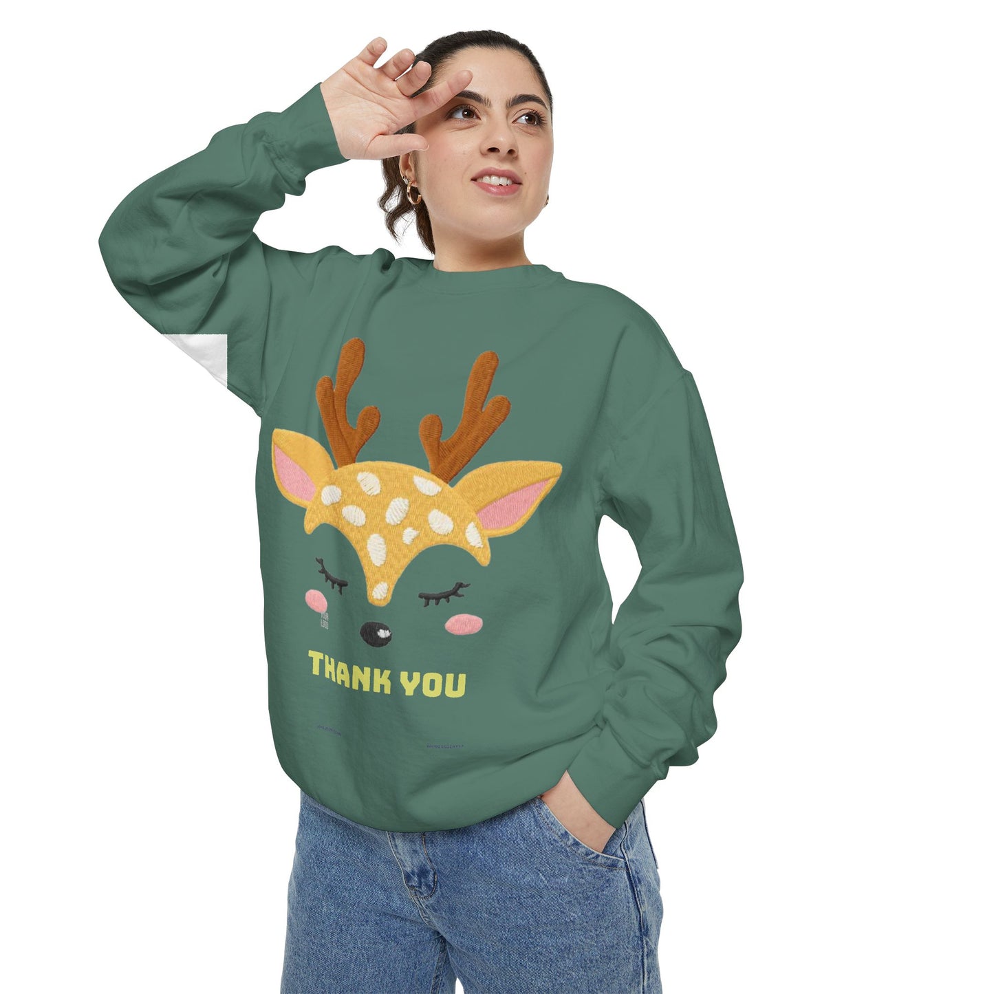 Cute Fawn Sweatshirt — 'Thank You' Kids Deer Graphic Pullover
