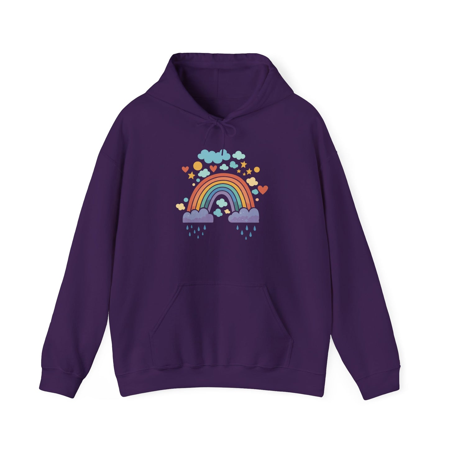 Rainbow Hearts Hoodie — Cute Pastel Rainbow Graphic Pullover