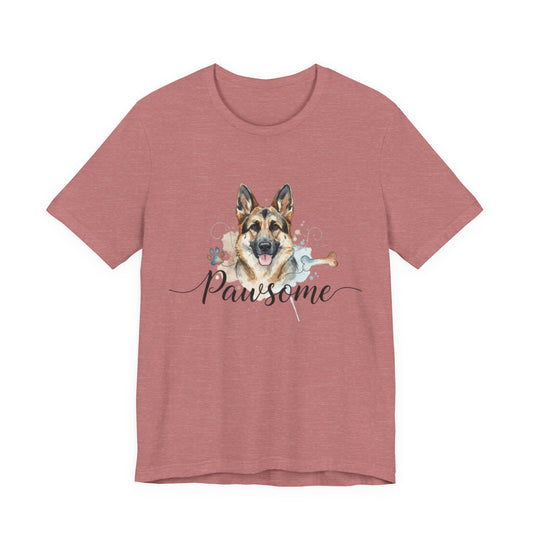 Pawsome German Shepherd T‑Shirt — Cute Dog Portrait Tee