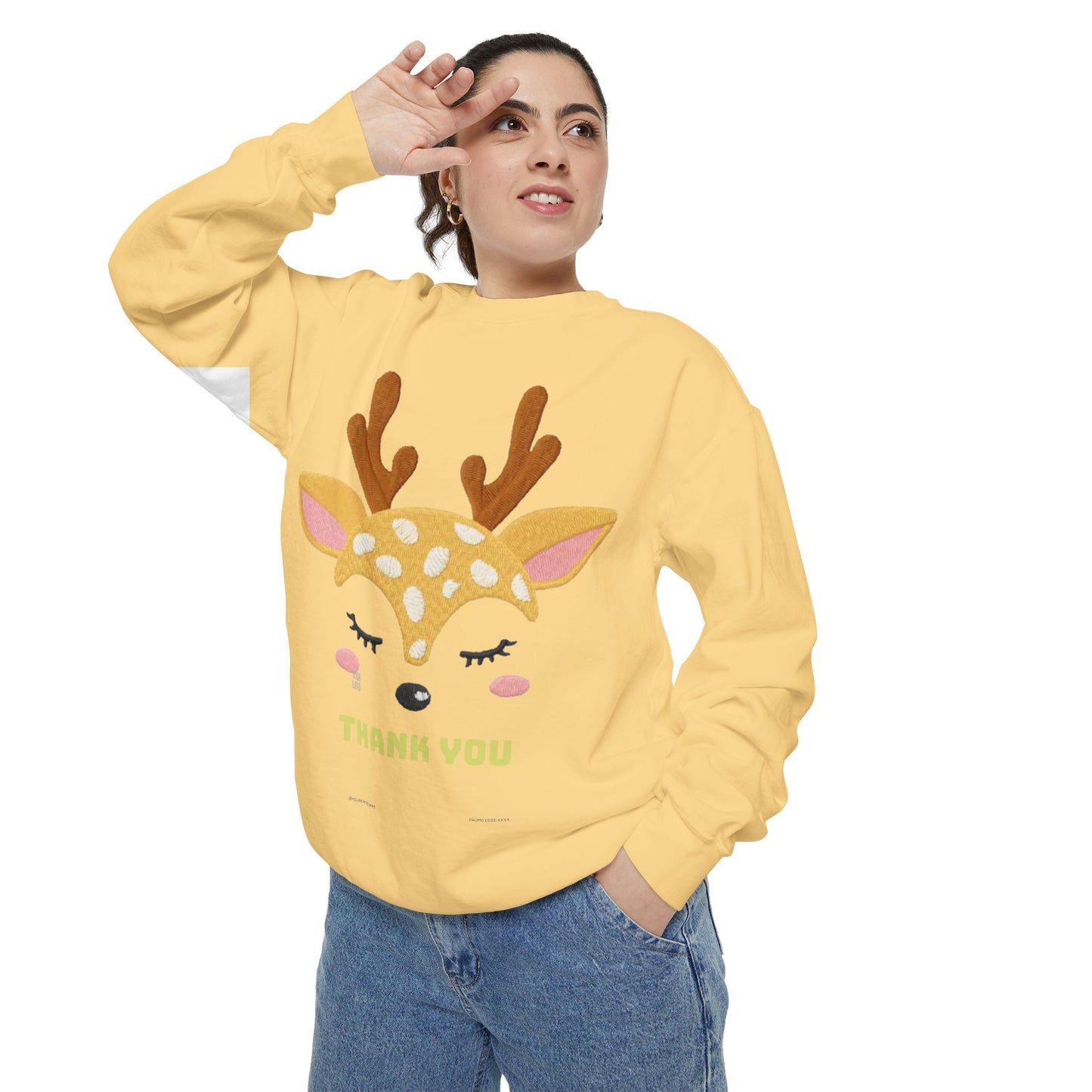Cute Fawn Sweatshirt — 'Thank You' Kids Deer Graphic Pullover