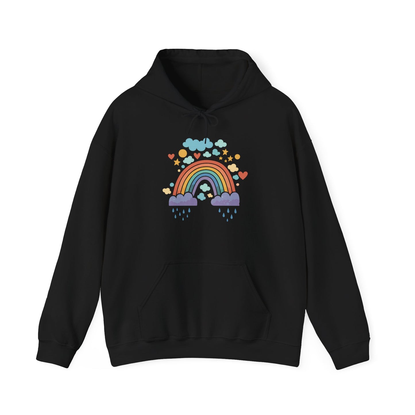 Rainbow Hearts Hoodie — Cute Pastel Rainbow Graphic Pullover