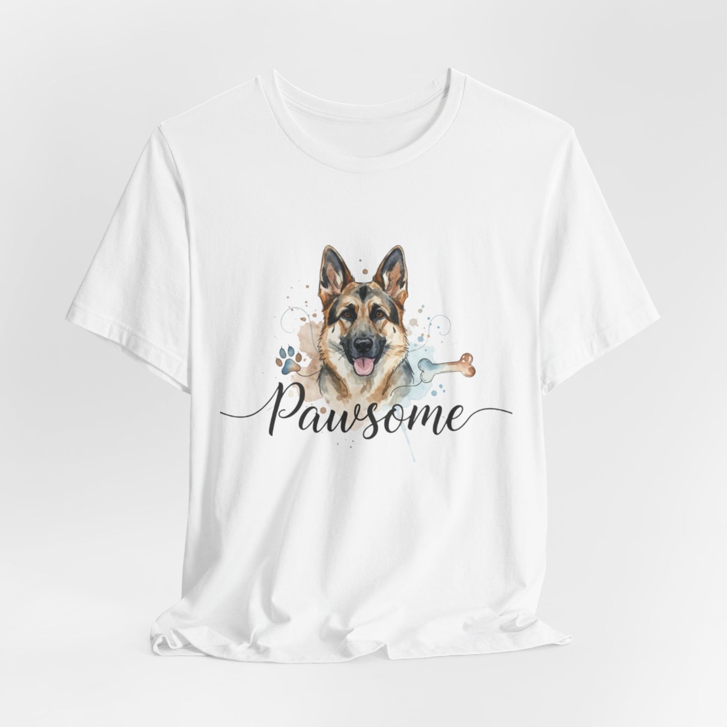 Pawsome German Shepherd T‑Shirt — Cute Dog Portrait Tee