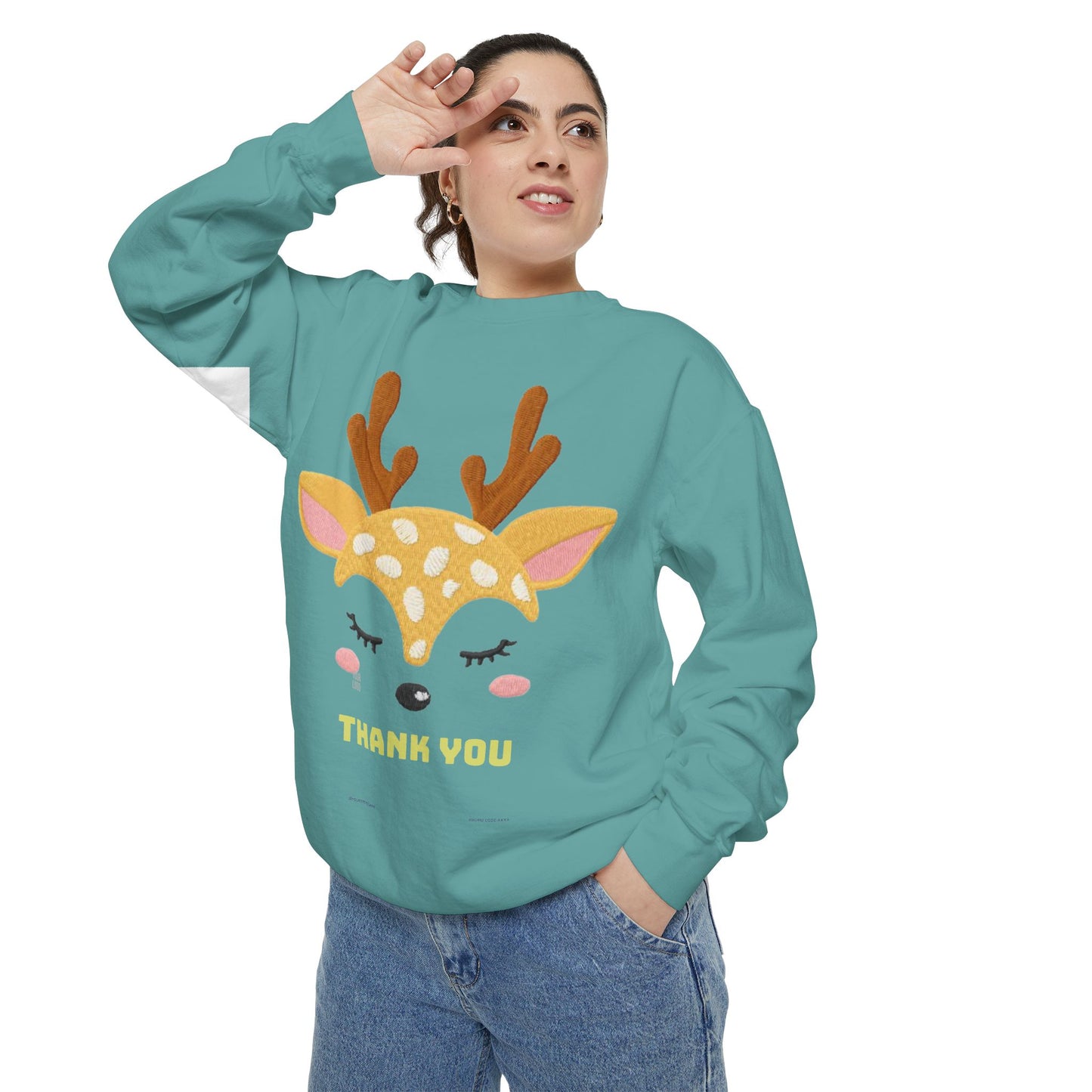 Cute Fawn Sweatshirt — 'Thank You' Kids Deer Graphic Pullover