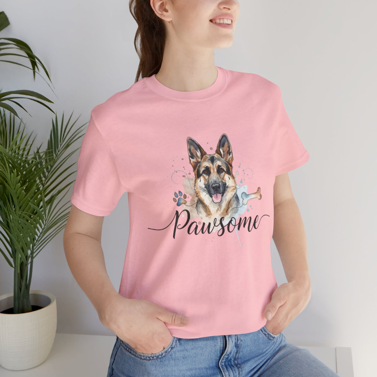 Pawsome German Shepherd T‑Shirt — Cute Dog Portrait Tee