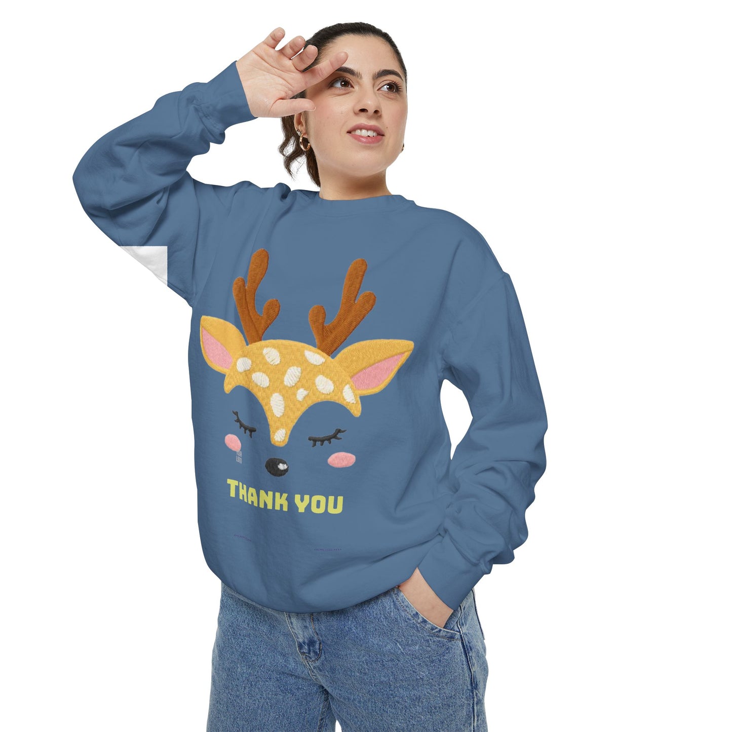 Cute Fawn Sweatshirt — 'Thank You' Kids Deer Graphic Pullover