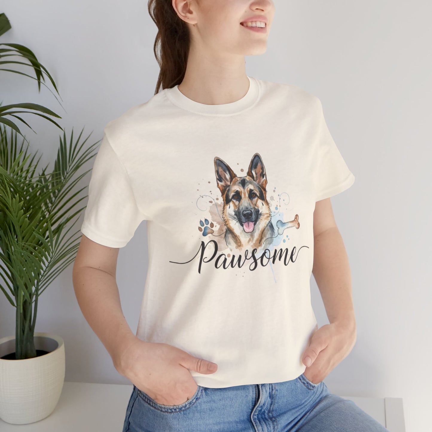 Pawsome German Shepherd T‑Shirt — Cute Dog Portrait Tee