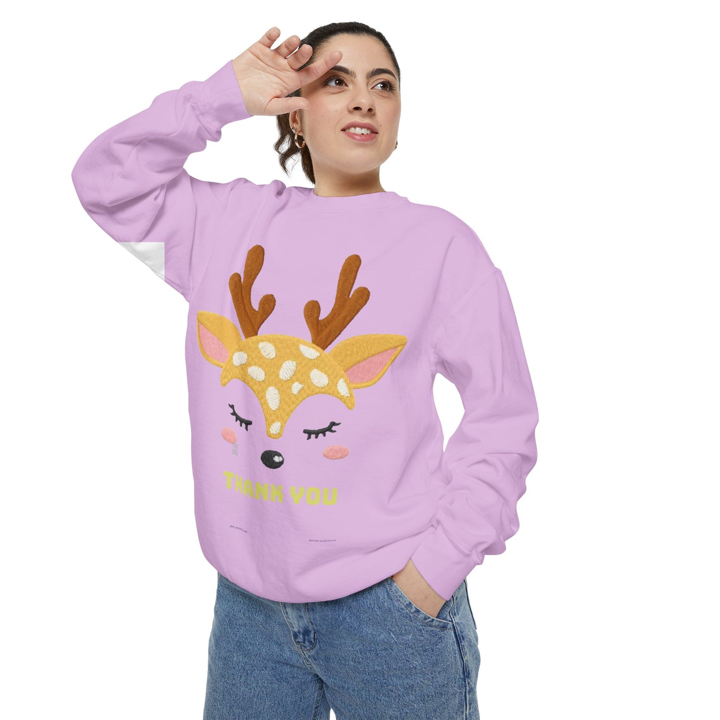 Cute Fawn Sweatshirt — 'Thank You' Kids Deer Graphic Pullover