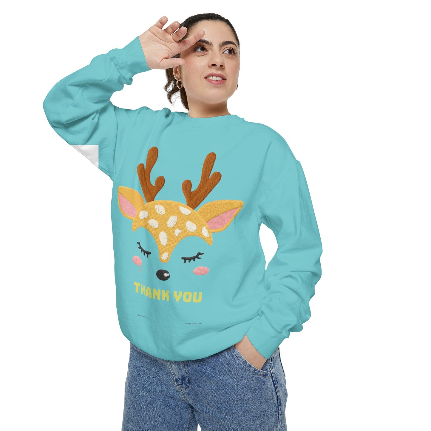 Cute Fawn Sweatshirt — 'Thank You' Kids Deer Graphic Pullover