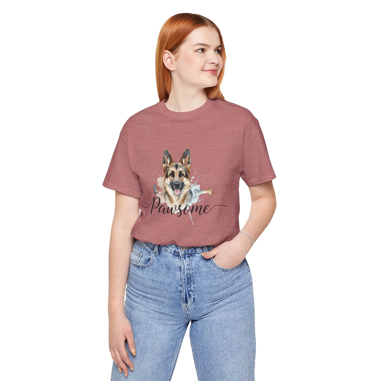 Pawsome German Shepherd T‑Shirt — Cute Dog Portrait Tee
