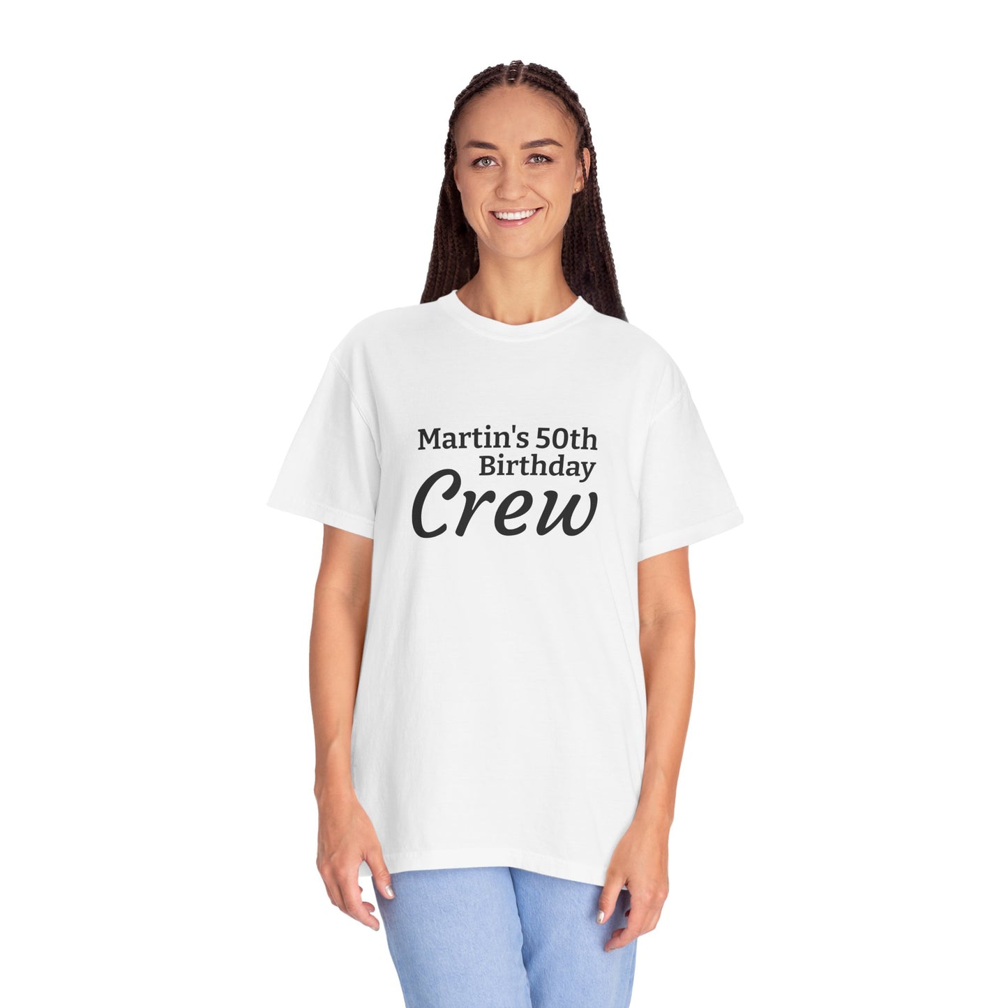 Personalized "Martin's 50th Birthday Crew" T-Shirt — Custom Birthday Party Tee