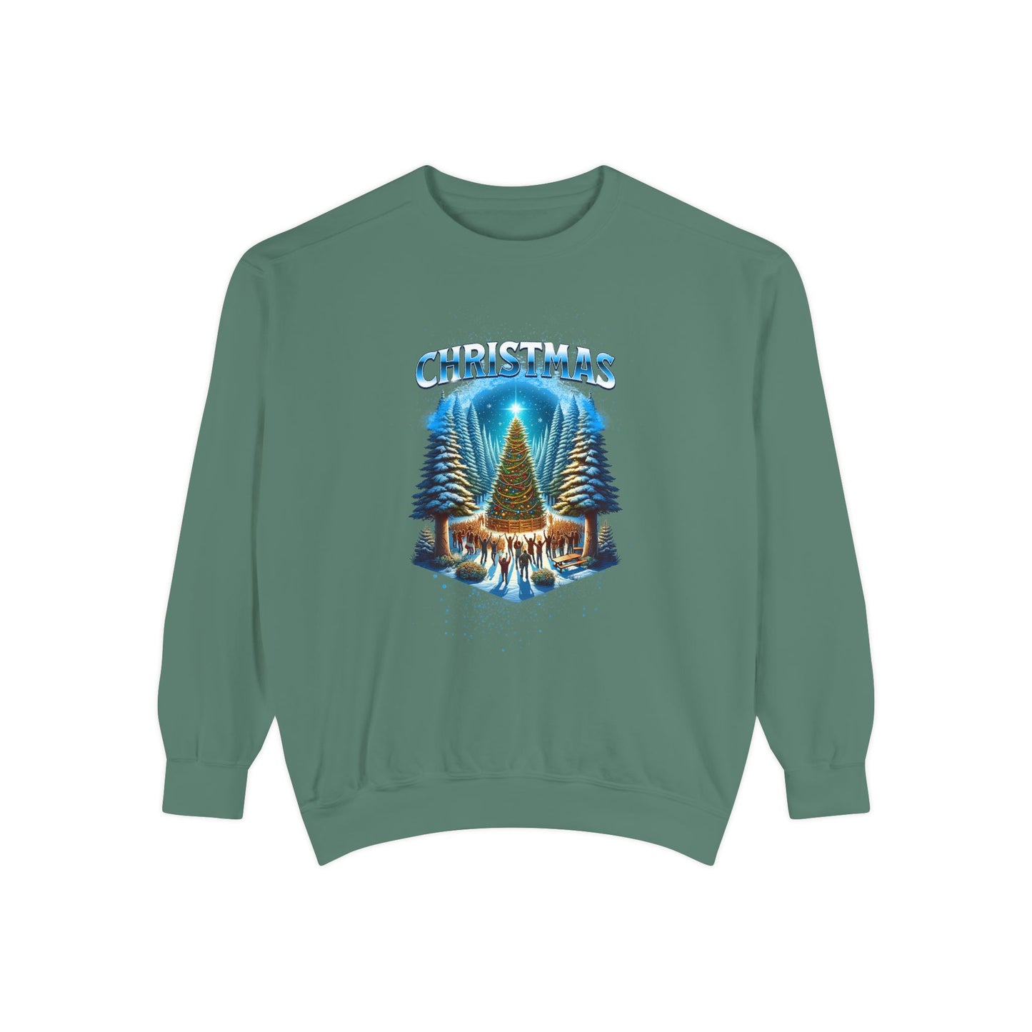 Christmas Forest Sweatshirt — Cozy Holiday Tree & Deer Crewneck