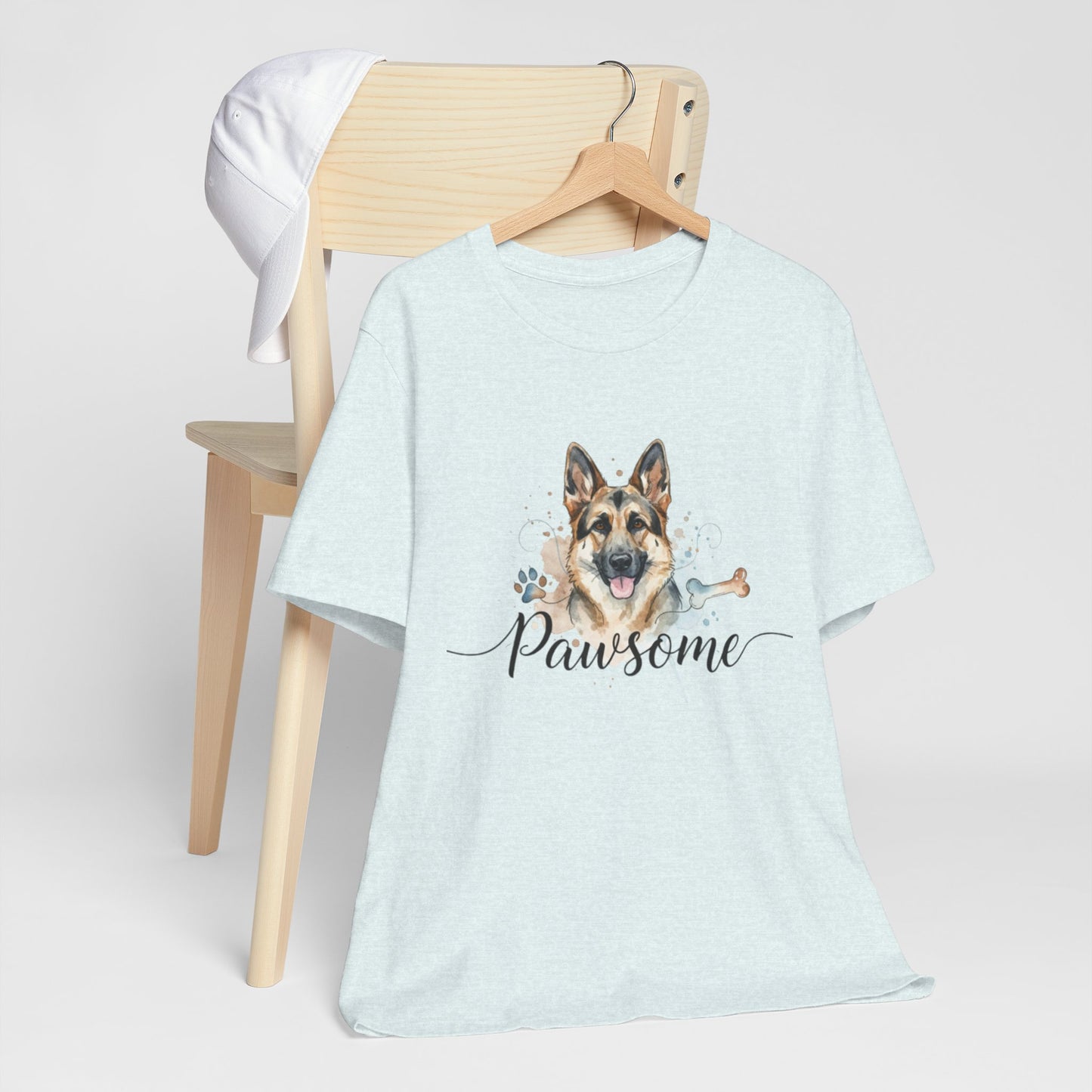 Pawsome German Shepherd T‑Shirt — Cute Dog Portrait Tee